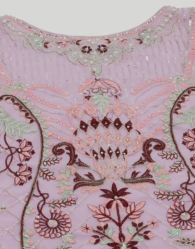 Lavender Plain Georgette Unstitched Salwar Suit Material