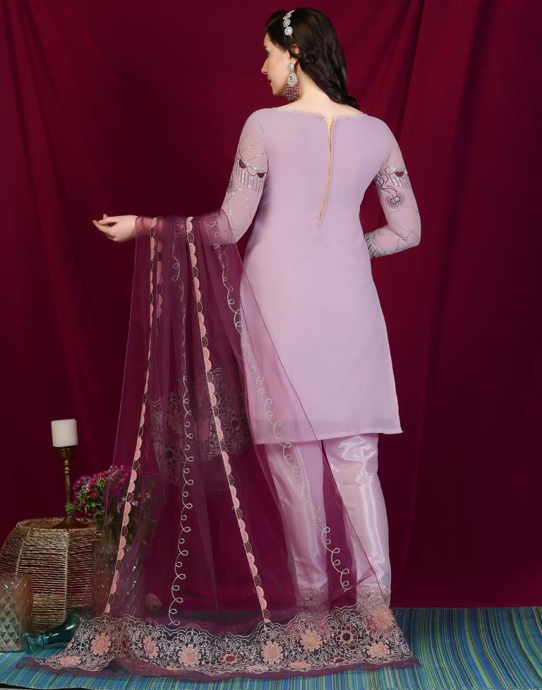 Lavender Plain Georgette Unstitched Salwar Suit Material