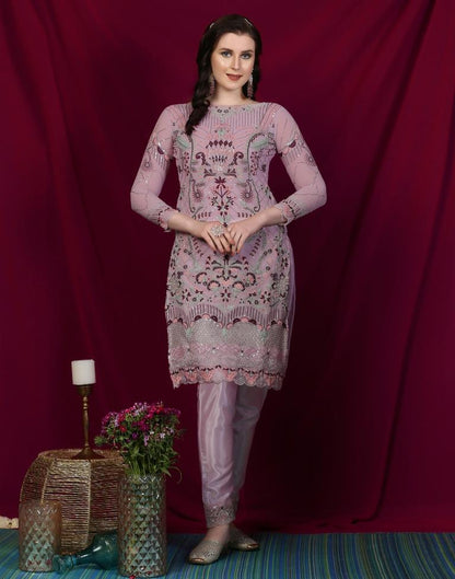 Lavender Plain Georgette Unstitched Salwar Suit Material