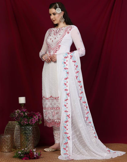 White Plain Georgette Unstitched Salwar Suit Material