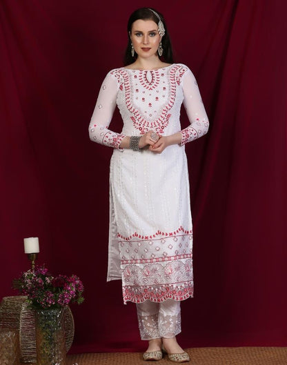 White Plain Georgette Unstitched Salwar Suit Material