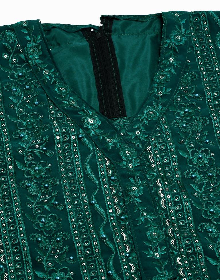 Green Plain Georgette Unstitched Salwar Suit Material