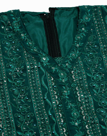 Green Plain Georgette Unstitched Salwar Suit Material