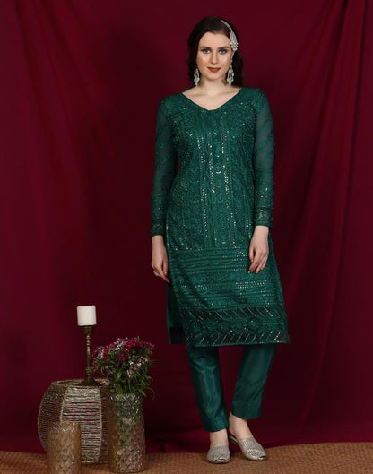 Green Plain Georgette Unstitched Salwar Suit Material