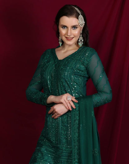 Green Plain Georgette Unstitched Salwar Suit Material