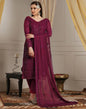 Maroon Plain Georgette Unstitched Salwar Suit Material
