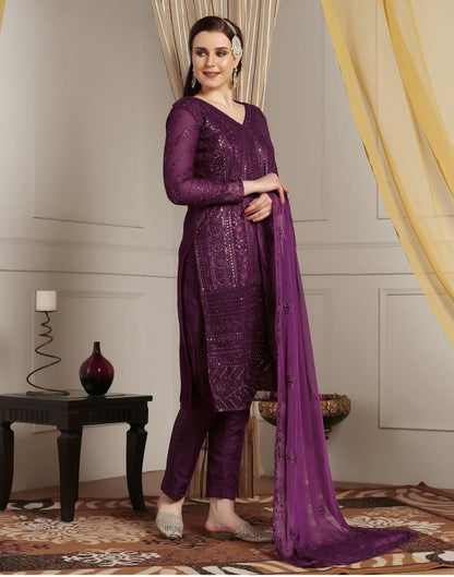 Wine Plain Georgette Unstitched Salwar Suit Material