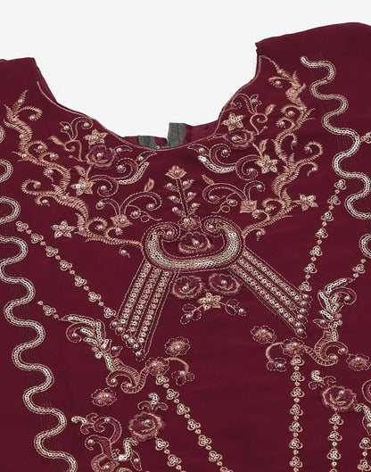 Maroon Plain Georgette Unstitched Salwar Suit Material