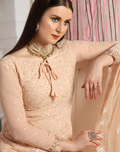 Light Beige Plain Georgette Unstitched Salwar Suit Material