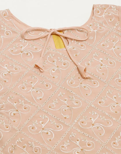 Light Beige Plain Georgette Unstitched Salwar Suit Material