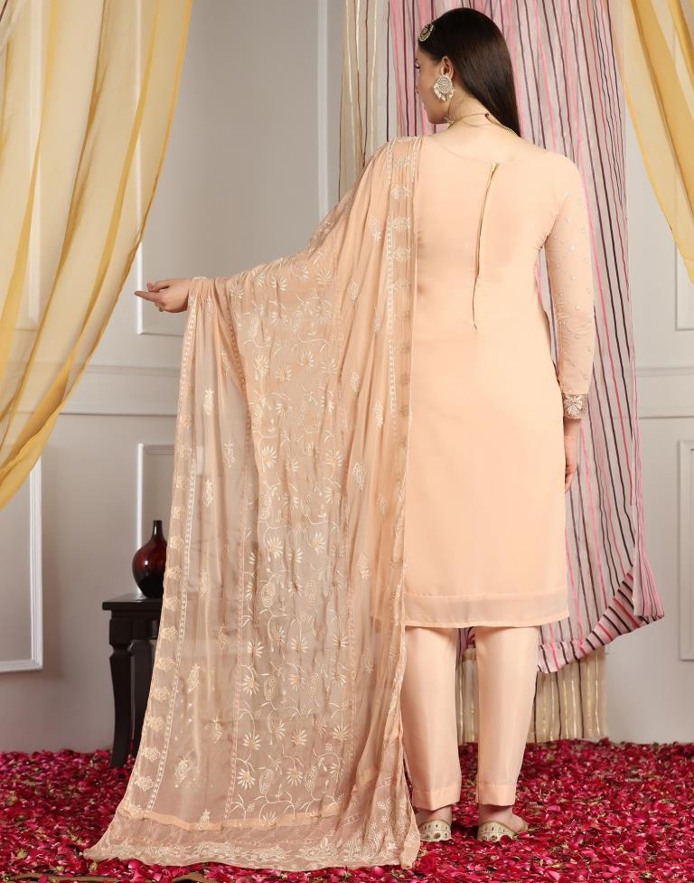 Light Beige Plain Georgette Unstitched Salwar Suit Material