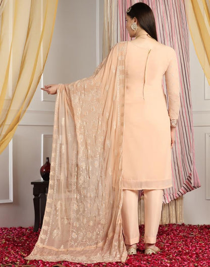 Light Beige Plain Georgette Unstitched Salwar Suit Material
