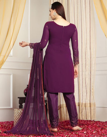 Wine Plain Georgette Unstitched Salwar Suit Material