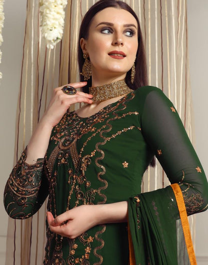 Green Plain Georgette Unstitched Salwar Suit Material