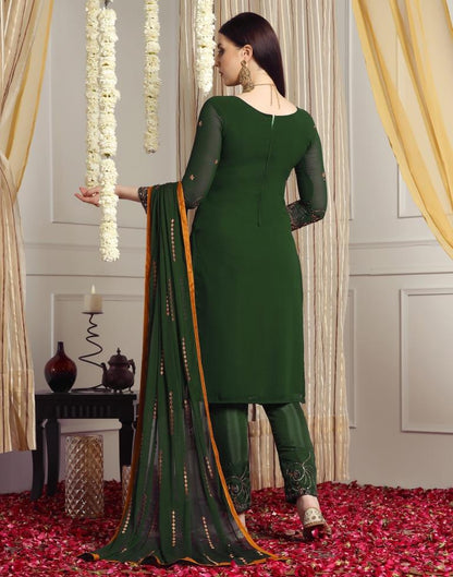 Green Plain Georgette Unstitched Salwar Suit Material