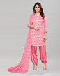 Pink Printed Cotton Unstitched Salwar Suit Material