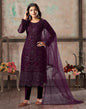 Wine Plain Net Unstitched Salwar Suit Material