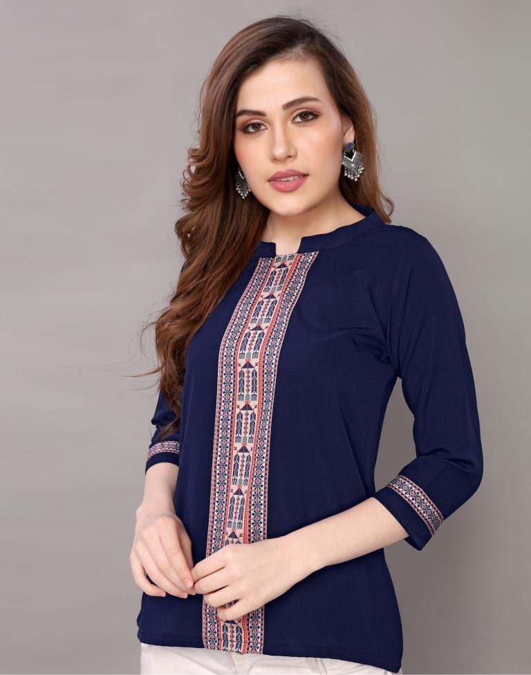 Vintage Blue Printed Top | Sudathi