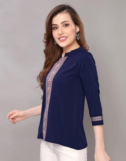 Vintage Blue Printed Top | Sudathi