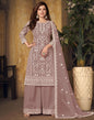 Light Brown Plain Net Semi Stitched Salwar Suit Material