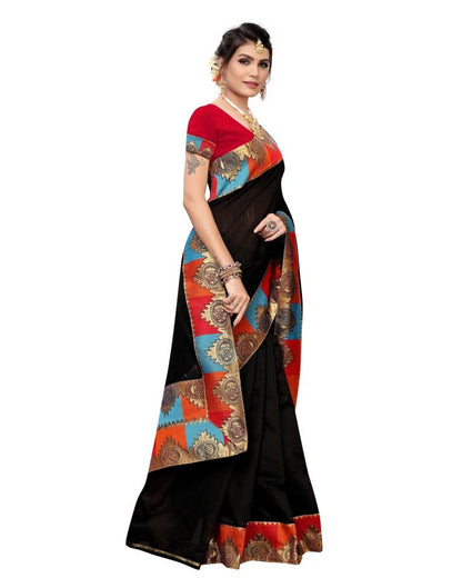 Black Coloured Chanderi Plain Saree | Leemboodi