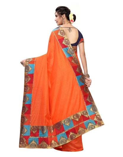 Orange Coloured Chanderi Plain Saree | Leemboodi