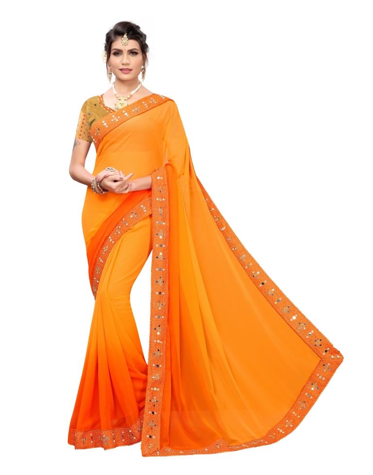 Yellow Coloured Georgette Plain Saree | Sudathi