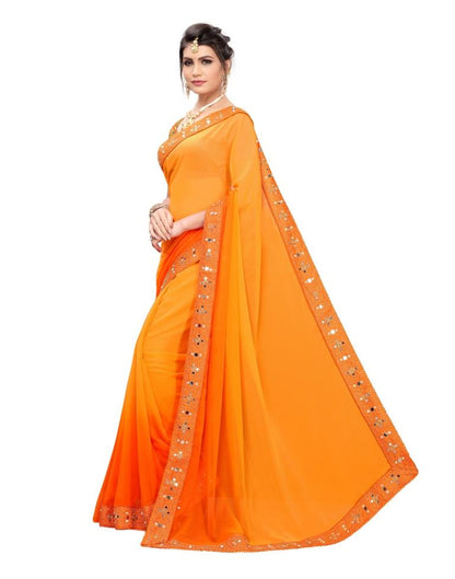 Yellow Coloured Georgette Plain Saree | Sudathi