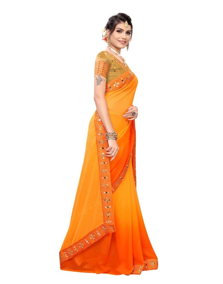 Yellow Coloured Georgette Plain Saree | Sudathi