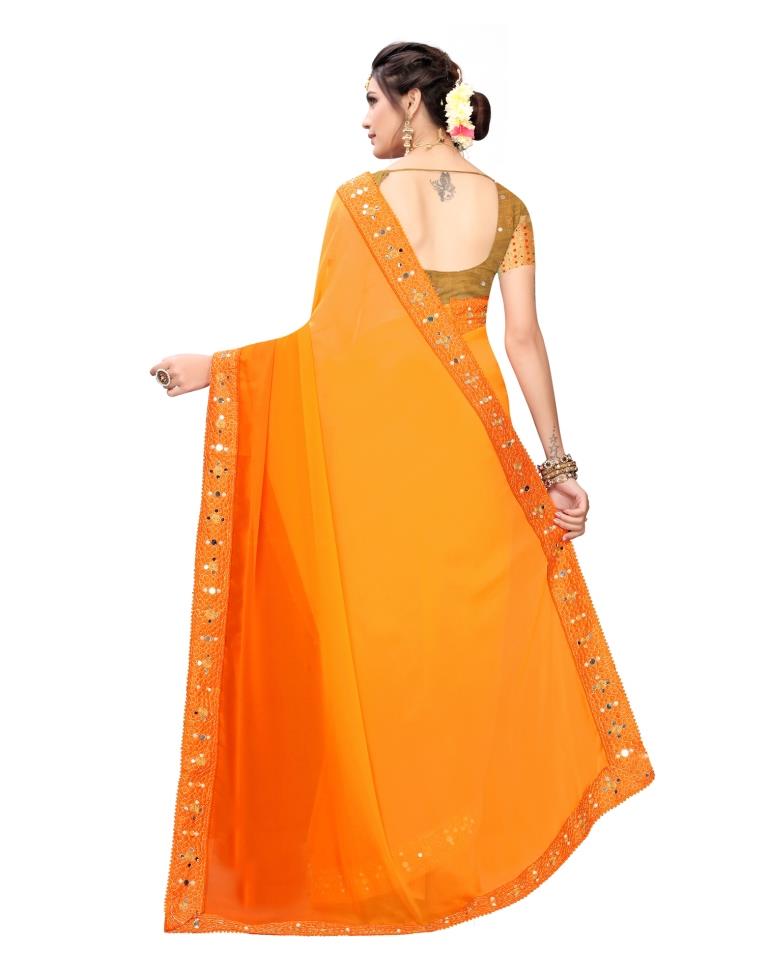 Yellow Coloured Georgette Plain Saree | Sudathi