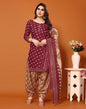 Maroon Printed Cotton Unstitched Salwar Suit Material