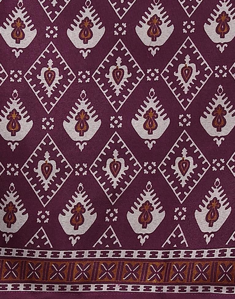 Wine Printed Cotton Unstitched Salwar Suit Material