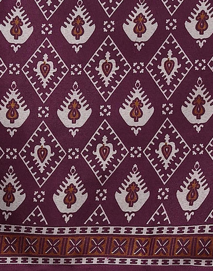 Wine Printed Cotton Unstitched Salwar Suit Material