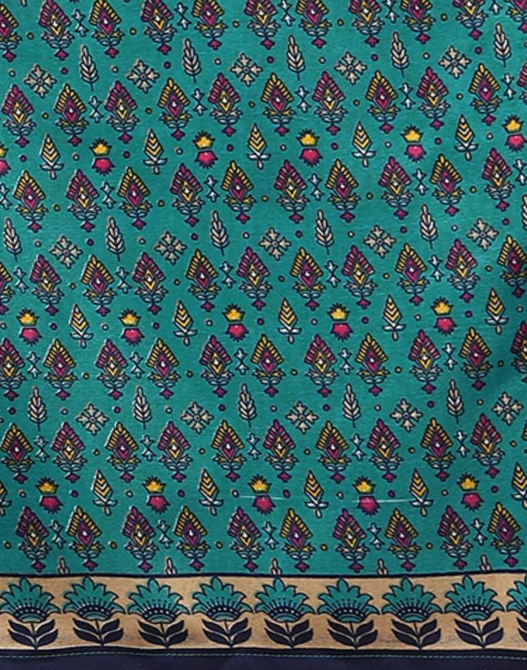 Green Printed Cotton Unstitched Salwar Suit Material