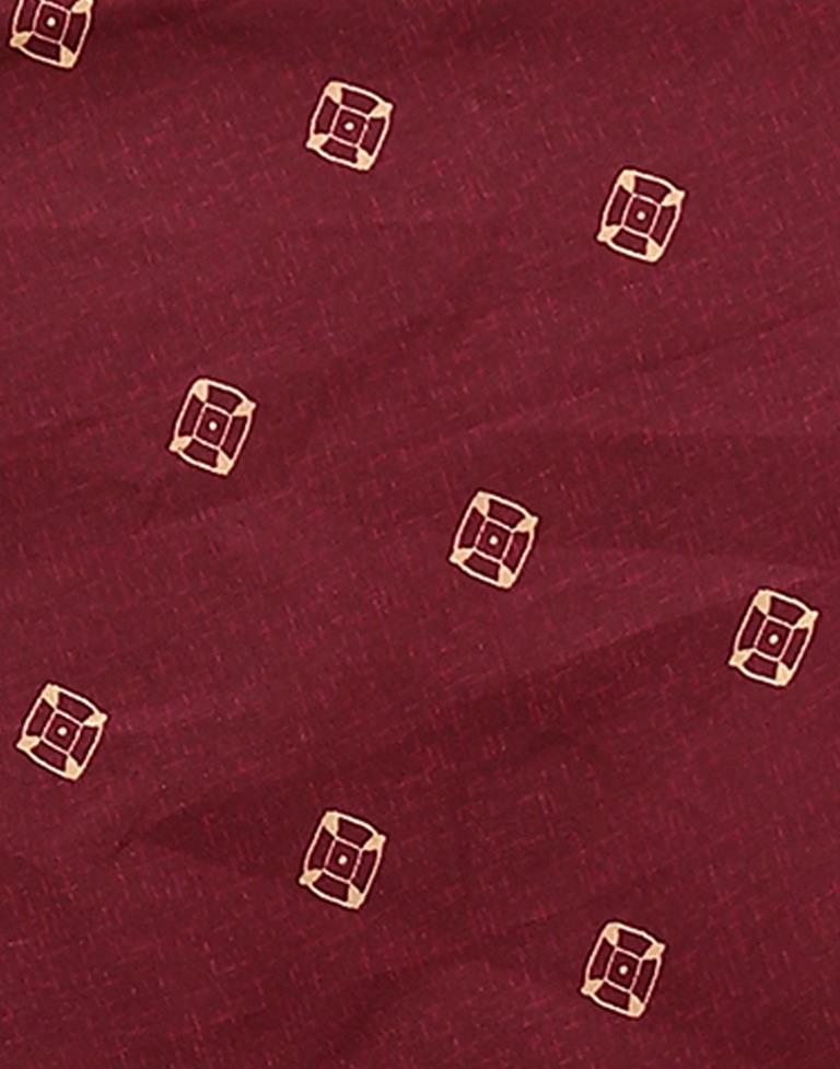 Maroon Printed Cotton Unstitched Salwar Suit Material