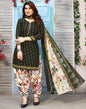 Dark Green Printed Cotton Unstitched Salwar Suit Material