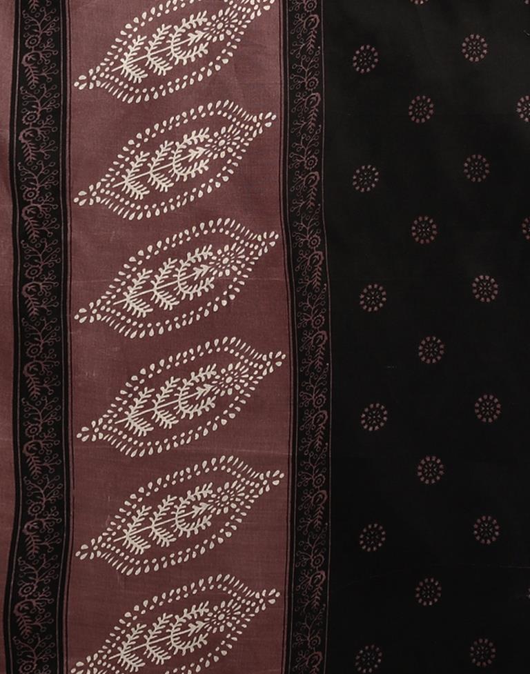 Brown Printed Cotton Unstitched Salwar Suit Material