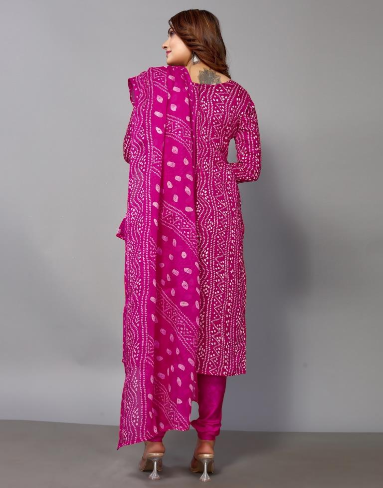 Pink Printed Cotton Unstitched Salwar Suit Material