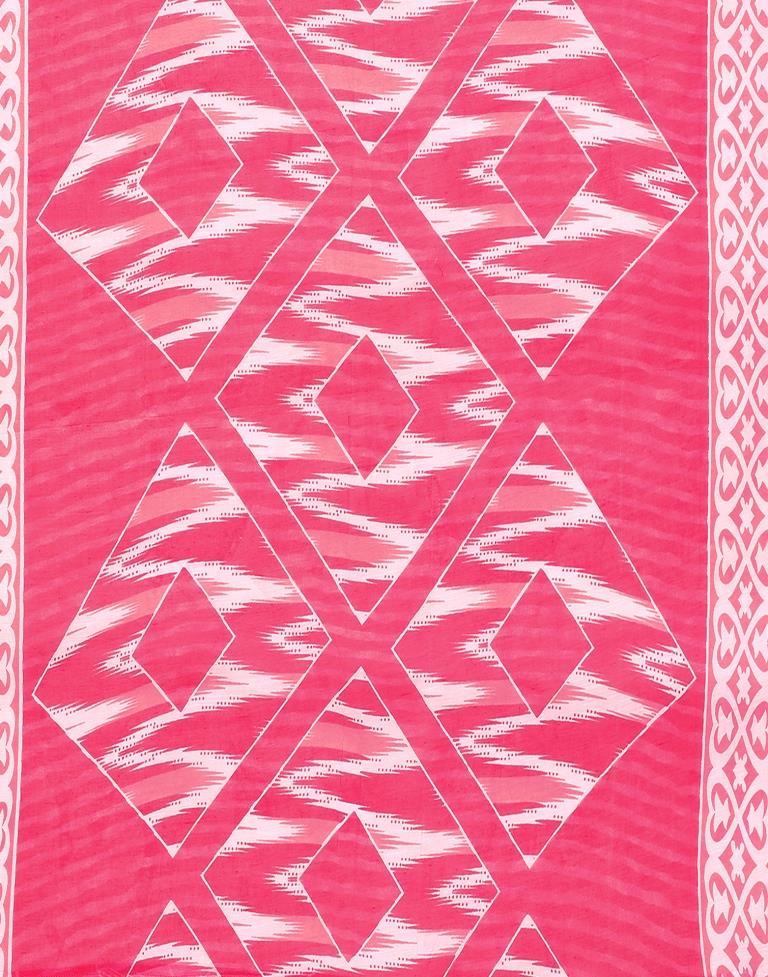 Pink Printed Cotton Unstitched Salwar Suit Material