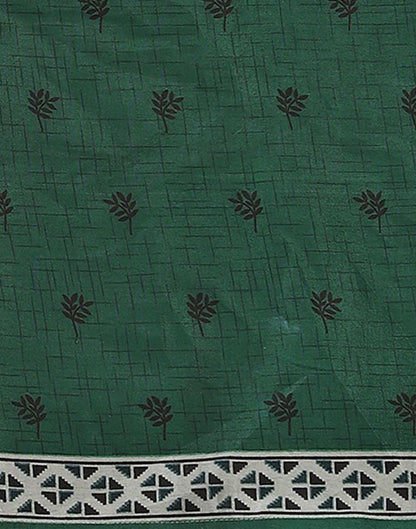 Dark Green Printed Cotton Unstitched Salwar Suit Material