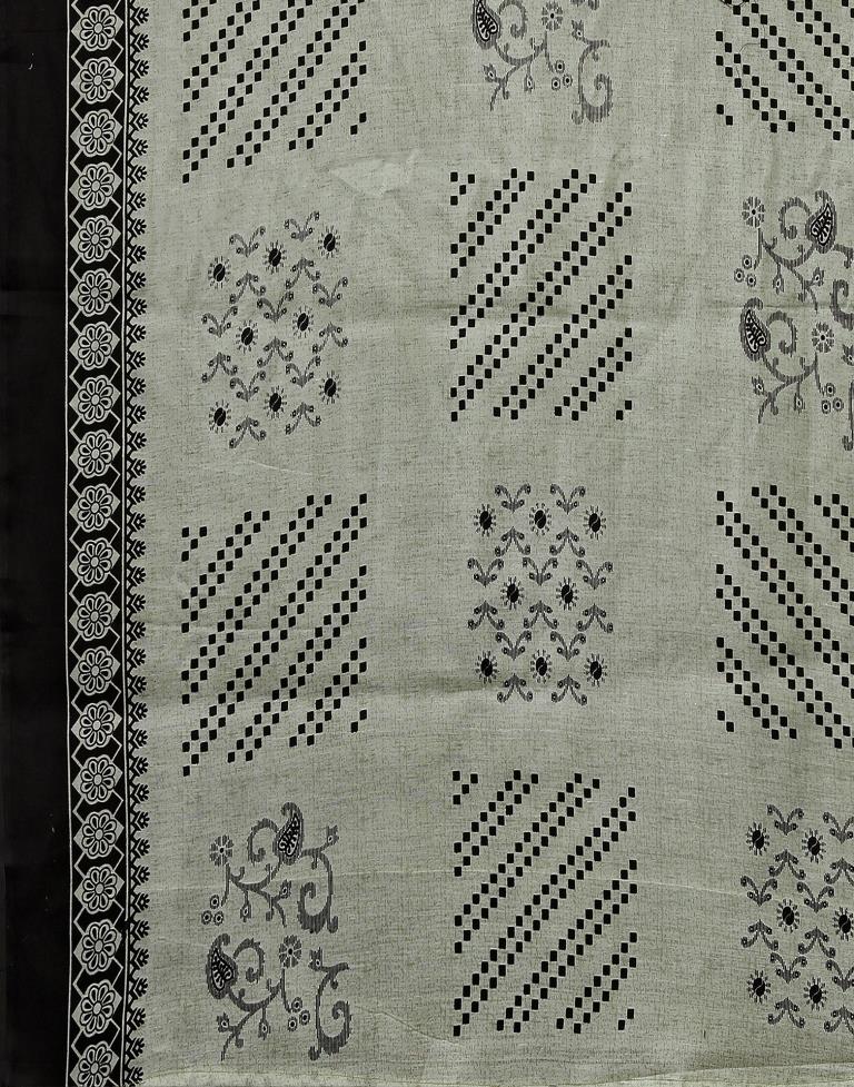 Black Printed Cotton Unstitched Salwar Suit Material