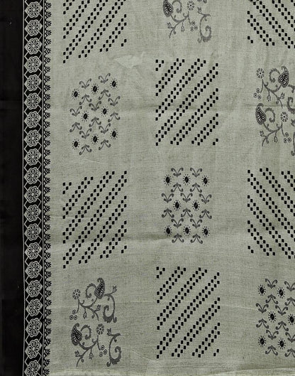 Black Printed Cotton Unstitched Salwar Suit Material