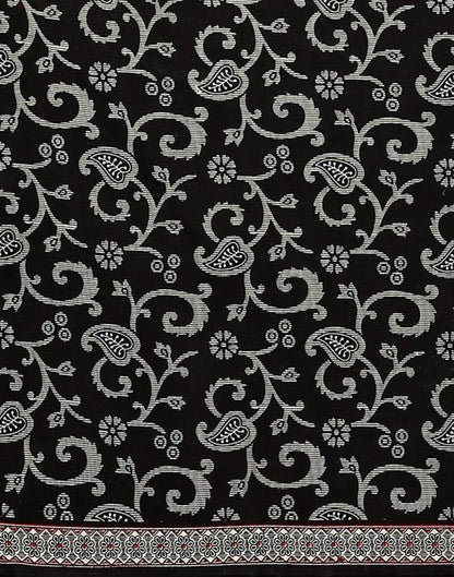 Black Printed Cotton Unstitched Salwar Suit Material