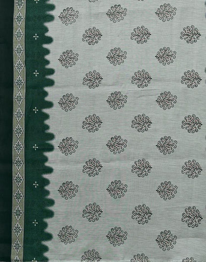 Dark Green Printed Cotton Unstitched Salwar Suit Material