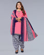 Pink Printed Cotton Unstitched Salwar Suit Material