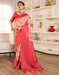Ready to Wear Beige & Red Silk Printed Saree