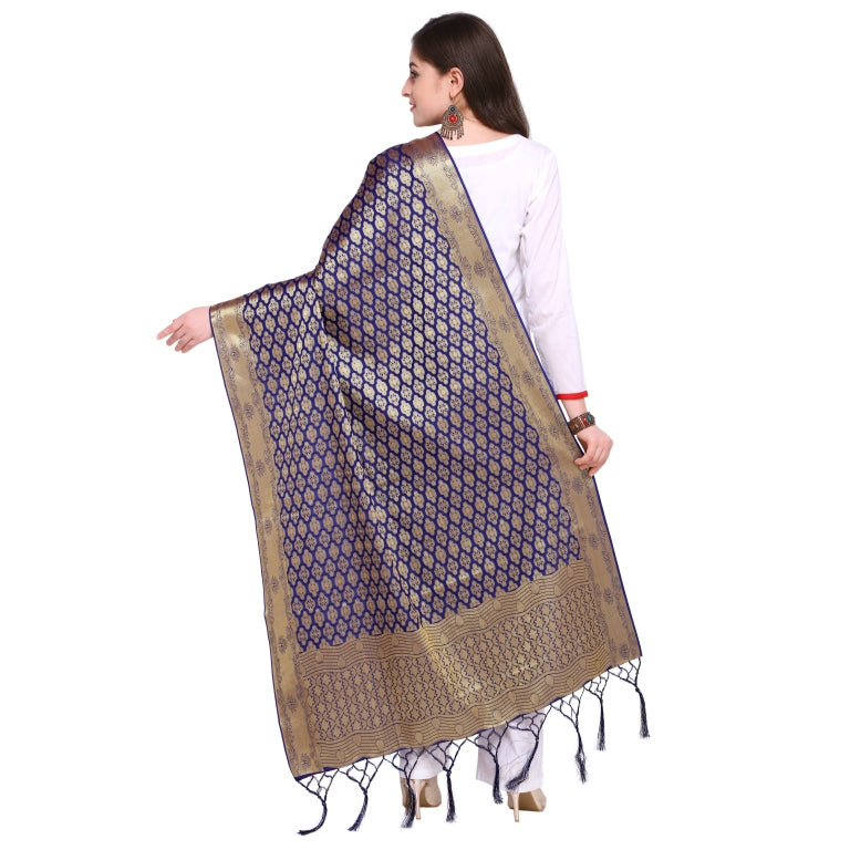 Blue Coloured Poly Silk Jacqaurd Dupatta | Sudathi