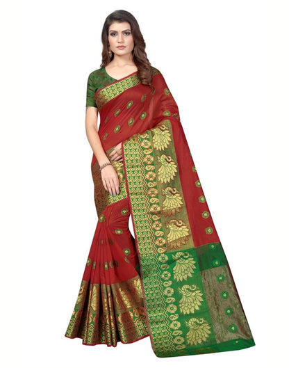 Orange Banarasi Silk Saree