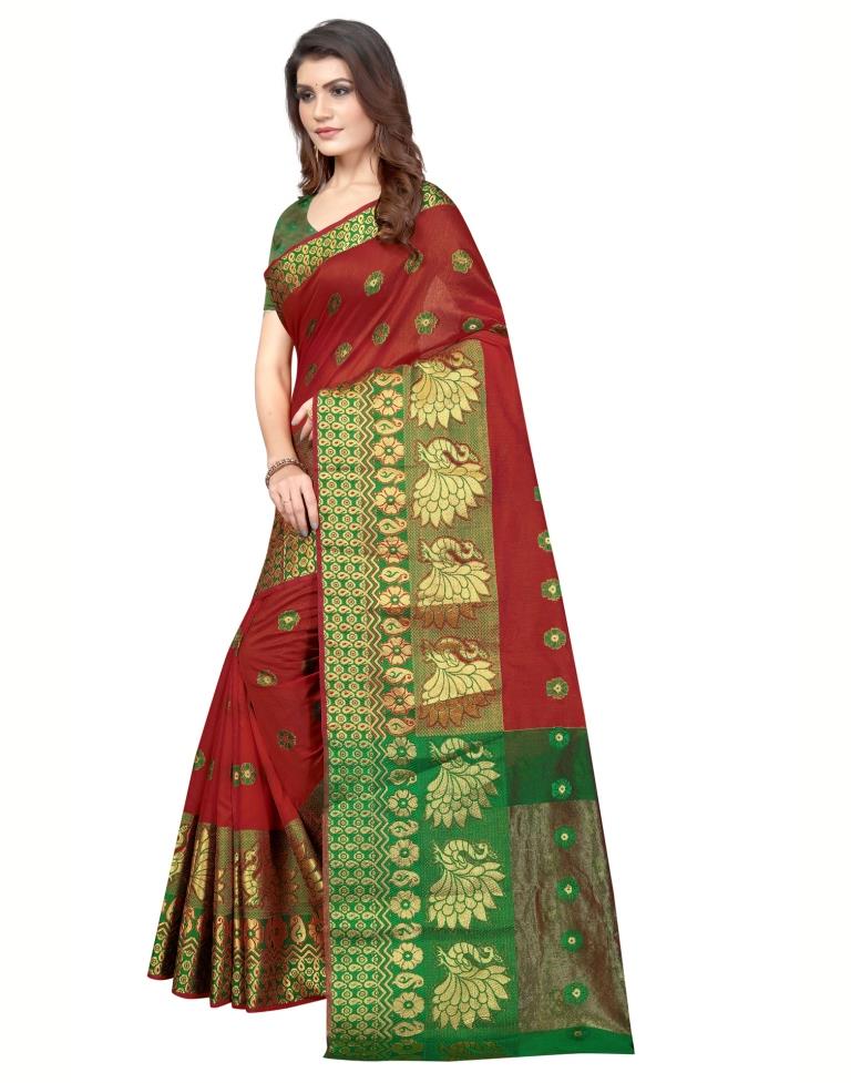 Orange Banarasi Silk Saree