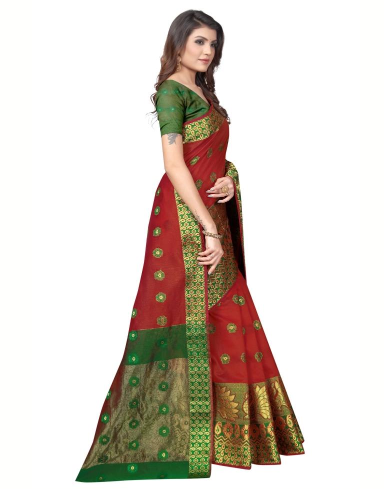 Orange Banarasi Silk Saree